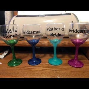 Wedding party wine glasses